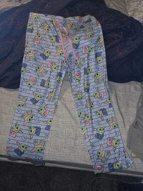 Star Wars Blue Baby Yoda Women’s Pajama Pants with Pink Drawstring